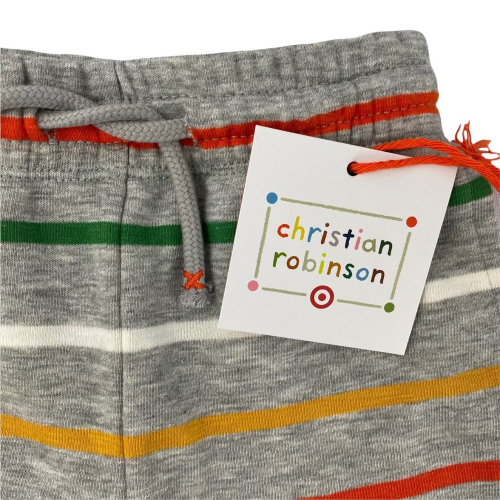 Christian Robinson x Target Gray Heather Toddler Striped Jogger Pants 18M or 5T - Picture 4 of 8